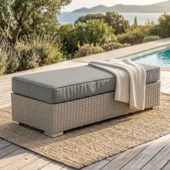 Salotto da giardino in resina intrecciata 9 posti 9 pezzi Palma Grigio e antracite