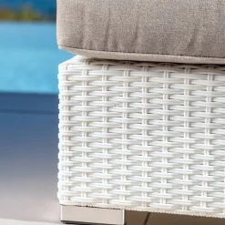 Salotto da giardino in resina intrecciata 4 posti 4 pezzi Palma Bianco e tortora