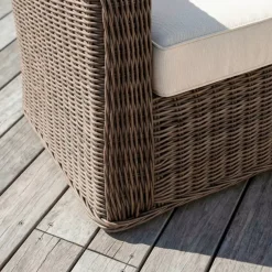 Salotto da giardino in resina intrecciata 4 posti 4 pezzi Calvi Seppia e beige
