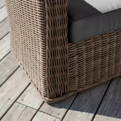 MOBELLIA Salotto Da Giardino-Salotto da giardino in resina intrecciata 5 posti 4 pezzi Calvi Seppia e grigio scuro