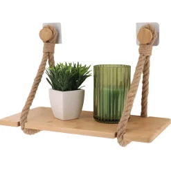 TENDANCE Contenitori Bagno-Scaffale adesivo in bambù (40 x H20 cm) Corda