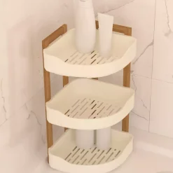 5 Five Simply Smart Contenitori Bagno|Mobili Bagno-Scaffale angolare per bagno a 3 livelli (H45 cm) Natureo