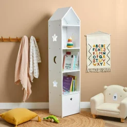 EMINZA Mobili Bambini-Scaffale bambino legno 4 scomparti (H154 cm) Stars