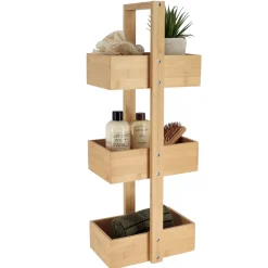TENDANCE Contenitori Bagno-Scaffale da bagno 3 livelli (H66 cm) Bambù