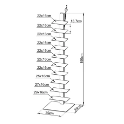 EMINZA Librerie E Scaffali-Scaffale di stoccaggio a 10 ripiani (Alt 150 cm) Libreria Book