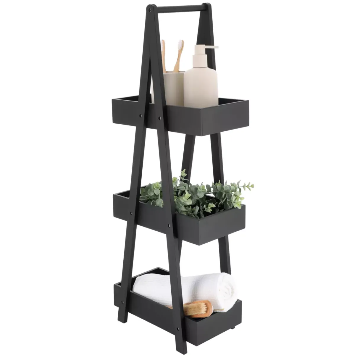 TENDANCE Librerie E Scaffali|Contenitori Bagno-Scaffale in bambù 3 livelli (H80 cm) Piramide