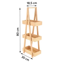 TENDANCE Librerie E Scaffali|Contenitori Bagno-Scaffale in legno a 3 livelli (H80 cm) Piramide