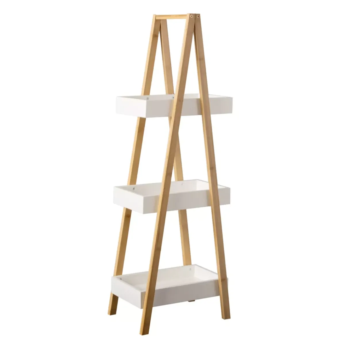 EMINZA Librerie E Scaffali|Contenitori Bagno-Scaffale legno e bambù (Alt 84 cm) Pyramide 3 ripiani