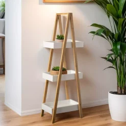 EMINZA Librerie E Scaffali|Contenitori Bagno-Scaffale legno e bambù (Alt 84 cm) Pyramide 3 ripiani