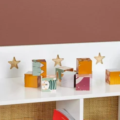 EMINZA Mobili Bambini-Scaffale portagiochi bambino legno 4 scomparti (H86 cm) Stars