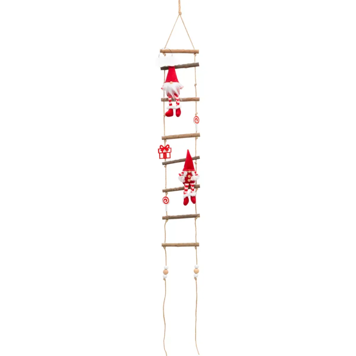 JJA Decorazioni E Oggetti Natalizi|Personaggi E Oggetti Grande Dimensione-Scala in legno da appendere (H115 cm) I folletti birichini