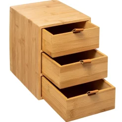 5 Five Simply Smart Cesti E Scatole Portaoggetti-Scatola bambù 3 cassetti Sury Beige