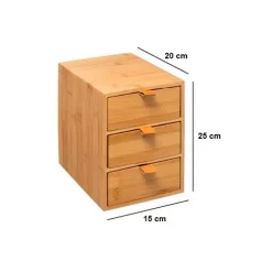 5 Five Simply Smart Cesti E Scatole Portaoggetti-Scatola bambù 3 cassetti Sury Beige