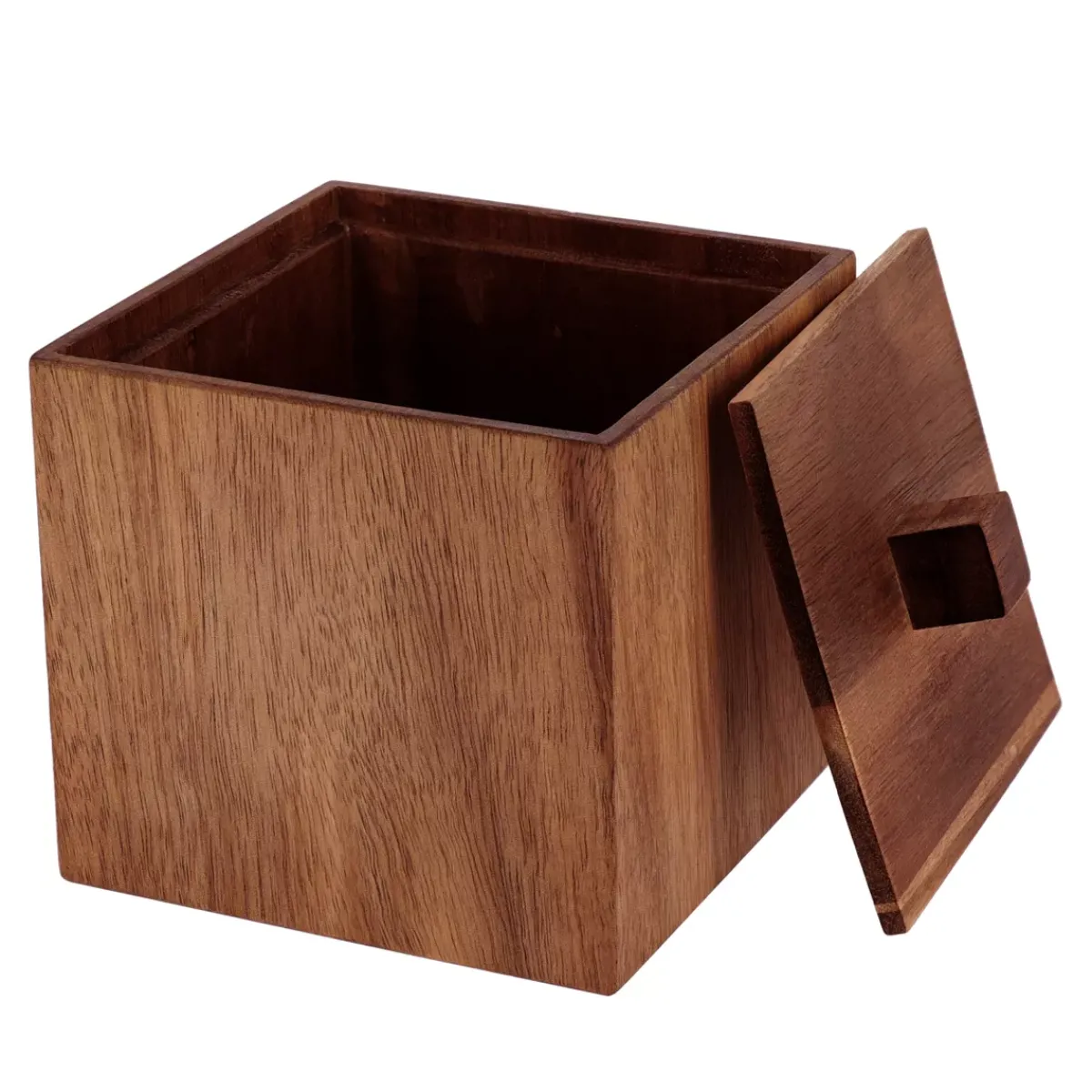 TENDANCE Accessori Bagno-Scatola di cotone in legno d'acacia (H10 cm) Lina