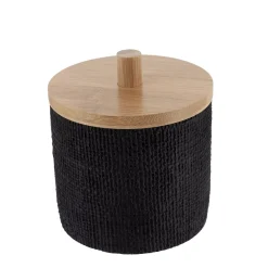 TENDANCE Accessori Bagno-Scatola per cotone con coperchio (D10 cm) Effetto Maille