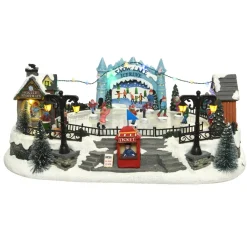 KAEMINGK Villaggio Di Natale Luminoso-Scena di vita illuminata e musicale Pista di patinaggio esterna