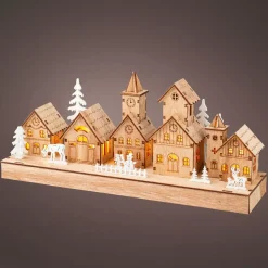 KAEMINGK Oggetti Decorativi E Illuminati|Villaggio Di Natale In Legno-Scena di vita luminosa a pile in legno (30 x H13 cm) Borgo fatato
