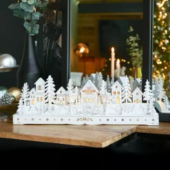 KAEMINGK Villaggio Di Natale In Legno|Decorazioni E Oggetti Natalizi-Scena di vita luminosa a pile in legno (45 x H15 cm) Villaggio incantato