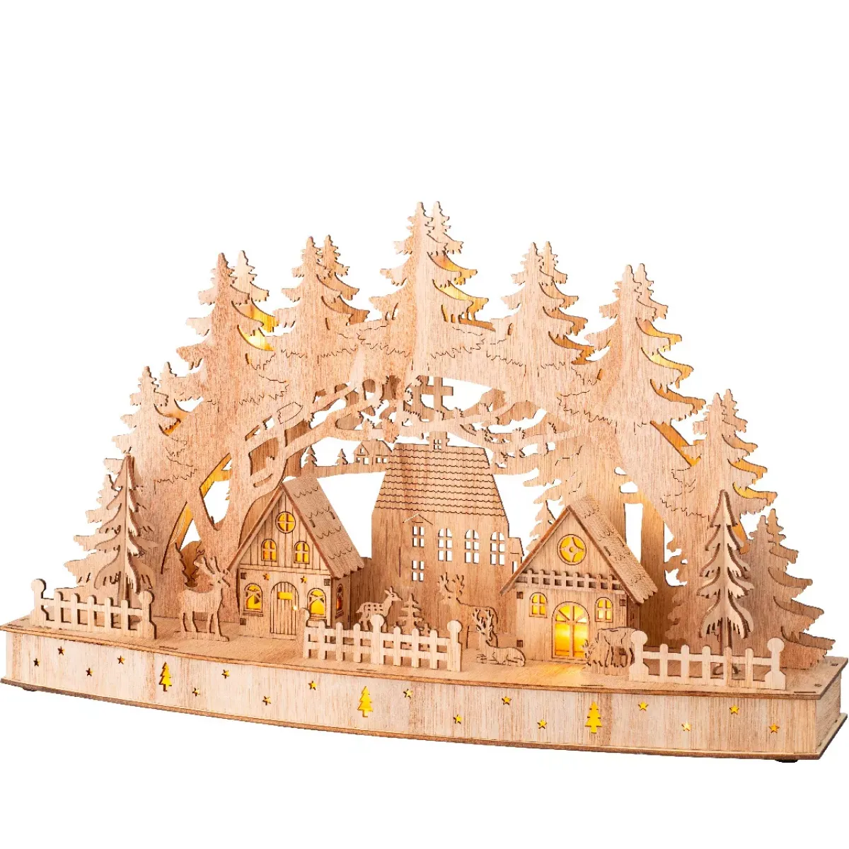 KAEMINGK Villaggio Di Natale In Legno-Scena di vita luminosa a pile in legno (44 x H26 cm) Paesaggio nordico