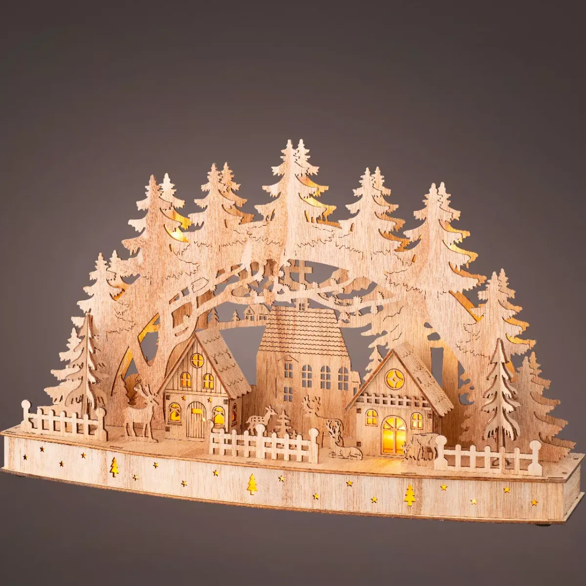 KAEMINGK Villaggio Di Natale In Legno-Scena di vita luminosa a pile in legno (44 x H26 cm) Paesaggio nordico
