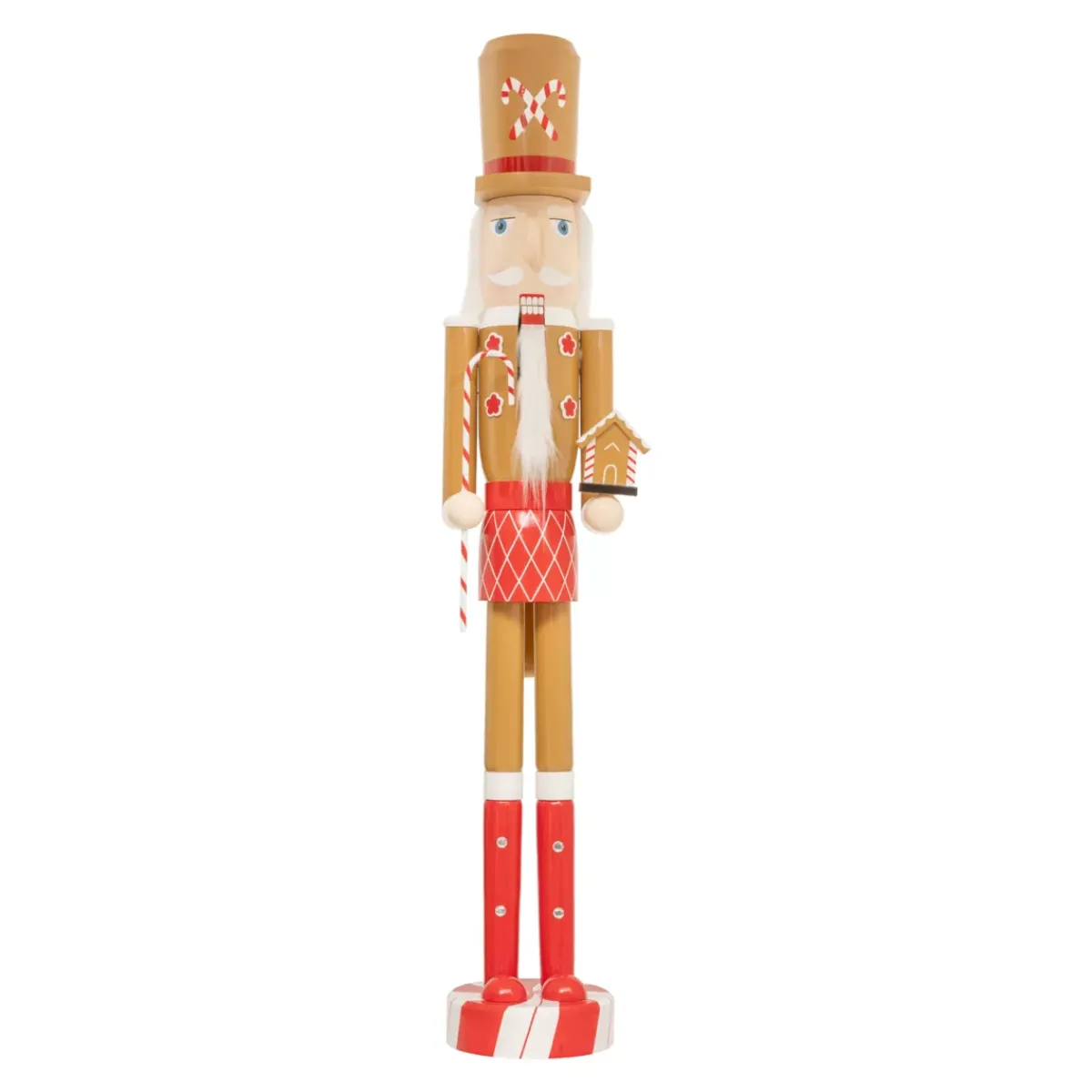 JJA Babbo Natale Animali E Personaggi|Personaggi E Oggetti Grande Dimensione-Schiaccianoci in legno (H106 cm) Georges e il bastoncino di zucchero