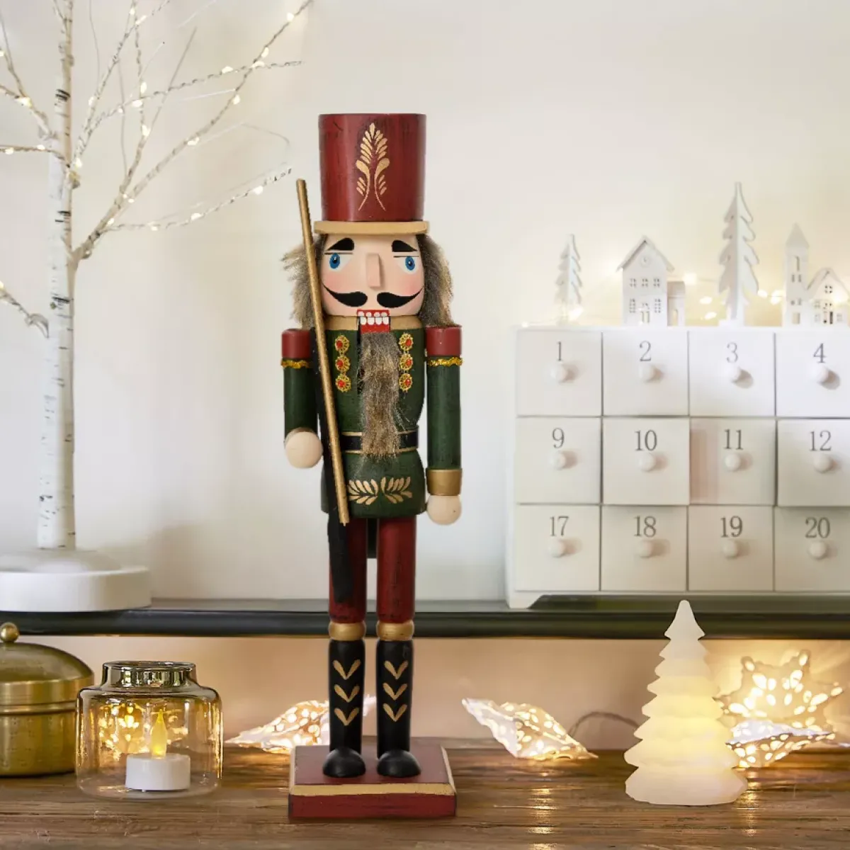 KAEMINGK Babbo Natale Animali E Personaggi-Schiaccianoci in legno (H38 cm) Timothé la regalità Verde e
