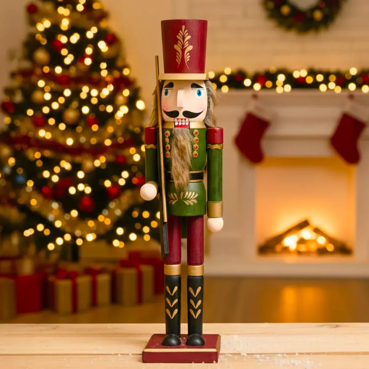 KAEMINGK Babbo Natale Animali E Personaggi-Schiaccianoci in legno (H50 cm) Timothé la regalità Verde e