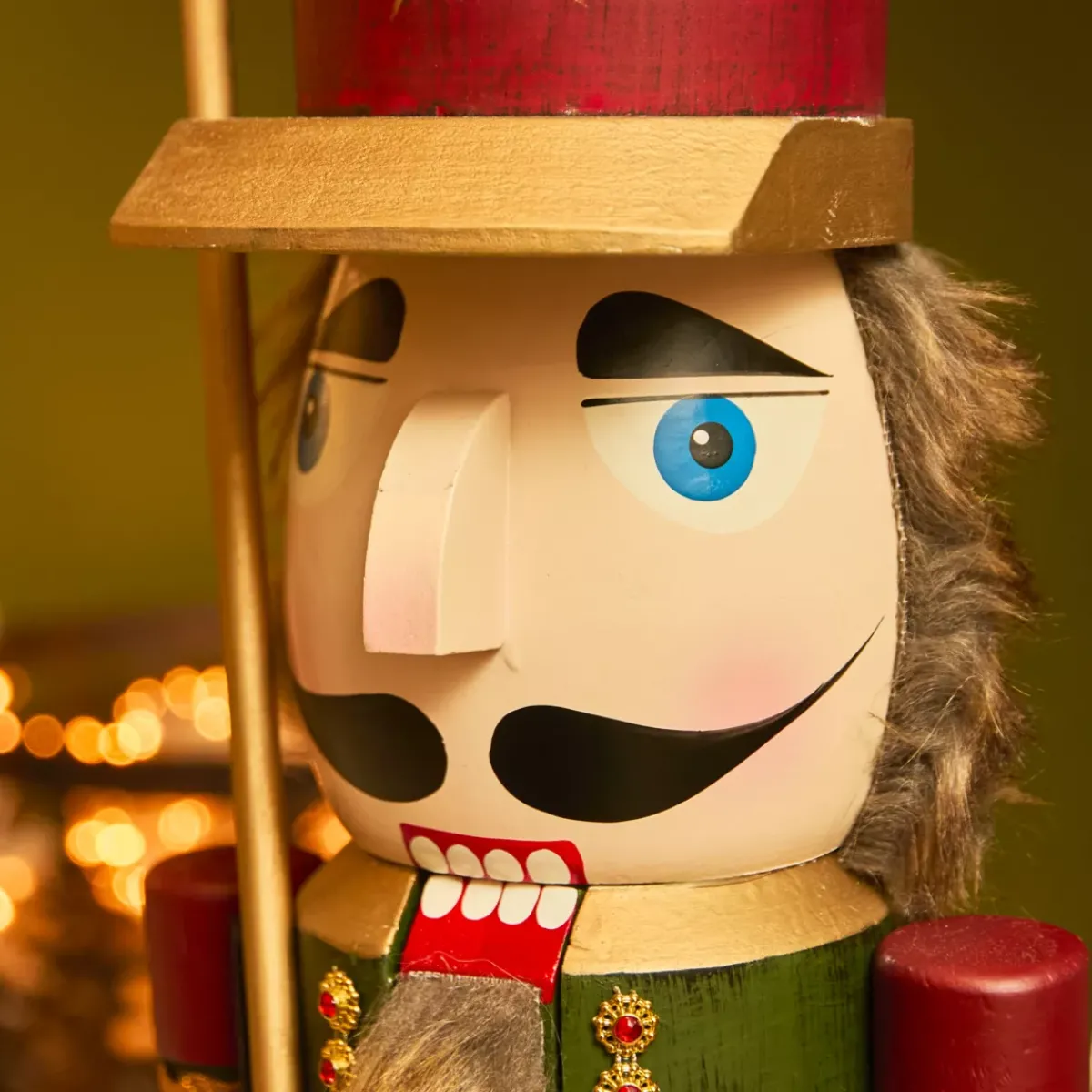 KAEMINGK Babbo Natale Animali E Personaggi-Schiaccianoci in legno (H76 cm) Timothé la regalità Verde e