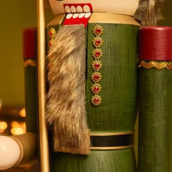 KAEMINGK Babbo Natale Animali E Personaggi-Schiaccianoci in legno (H76 cm) Timothé la regalità Verde e