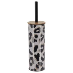 TENDANCE Accessori Water-Scopino per WC con coperchio in metallo e acacia leopardata Serengeti