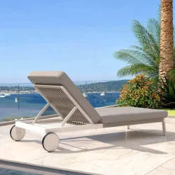 MOBELLIA Lettino Da Spiaggia-Sdraio in alluminio Amalfi Bianco e