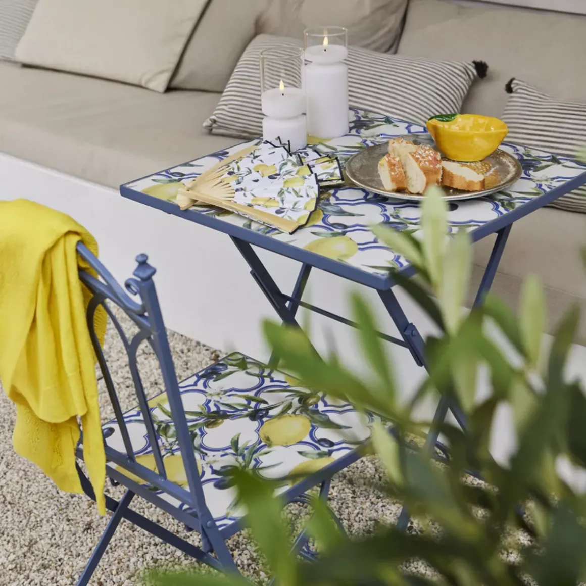 Sedia bistro pieghevole in mosaico Sorrento Azzurro