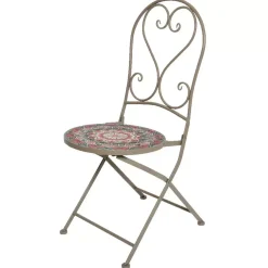 Sedia bistrot pieghevole in mosaico Narbonne Tortora e rosa