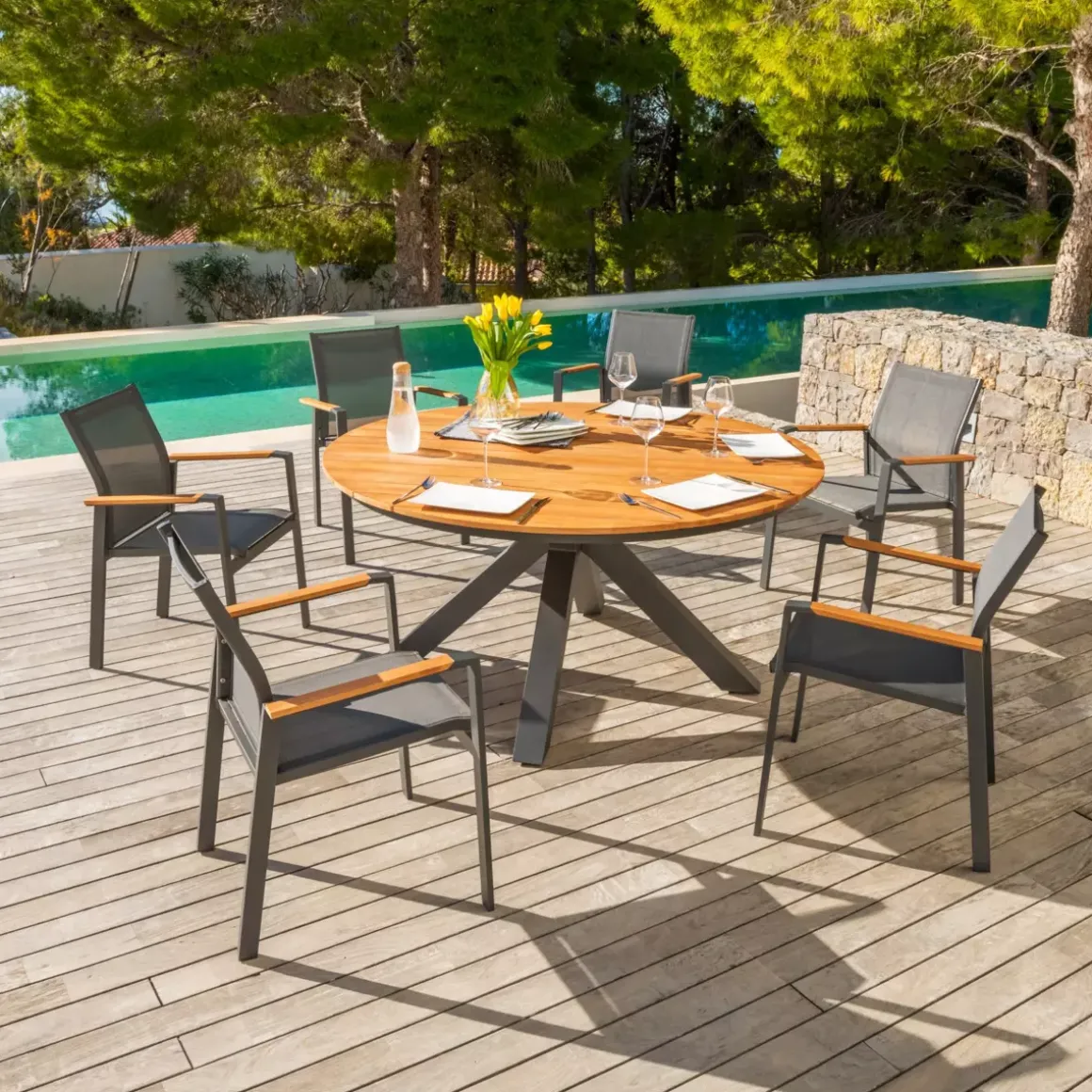 Sedia da giardino alluminio impilabile Bali - Grigio antracite