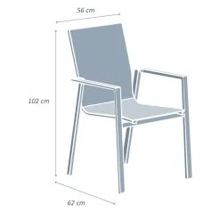 Sedia da giardino con schienale alto in alluminio impilabile Murano Grigio antracite