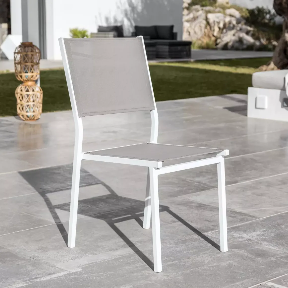 Sedia da giardino impilabile Alluminio Murano Bianco/Tortora