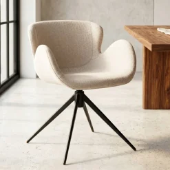 Sedia-Sedia da pranzo girevole con braccioli in tessuto testurizzato (Altezza seduta 46cm) Pema