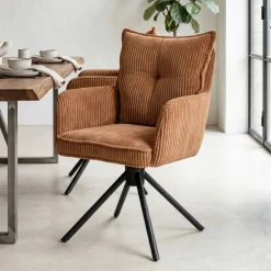 Sedia-Sedia da pranzo girevole in velluto a coste (seduta 48 cm) Nuva