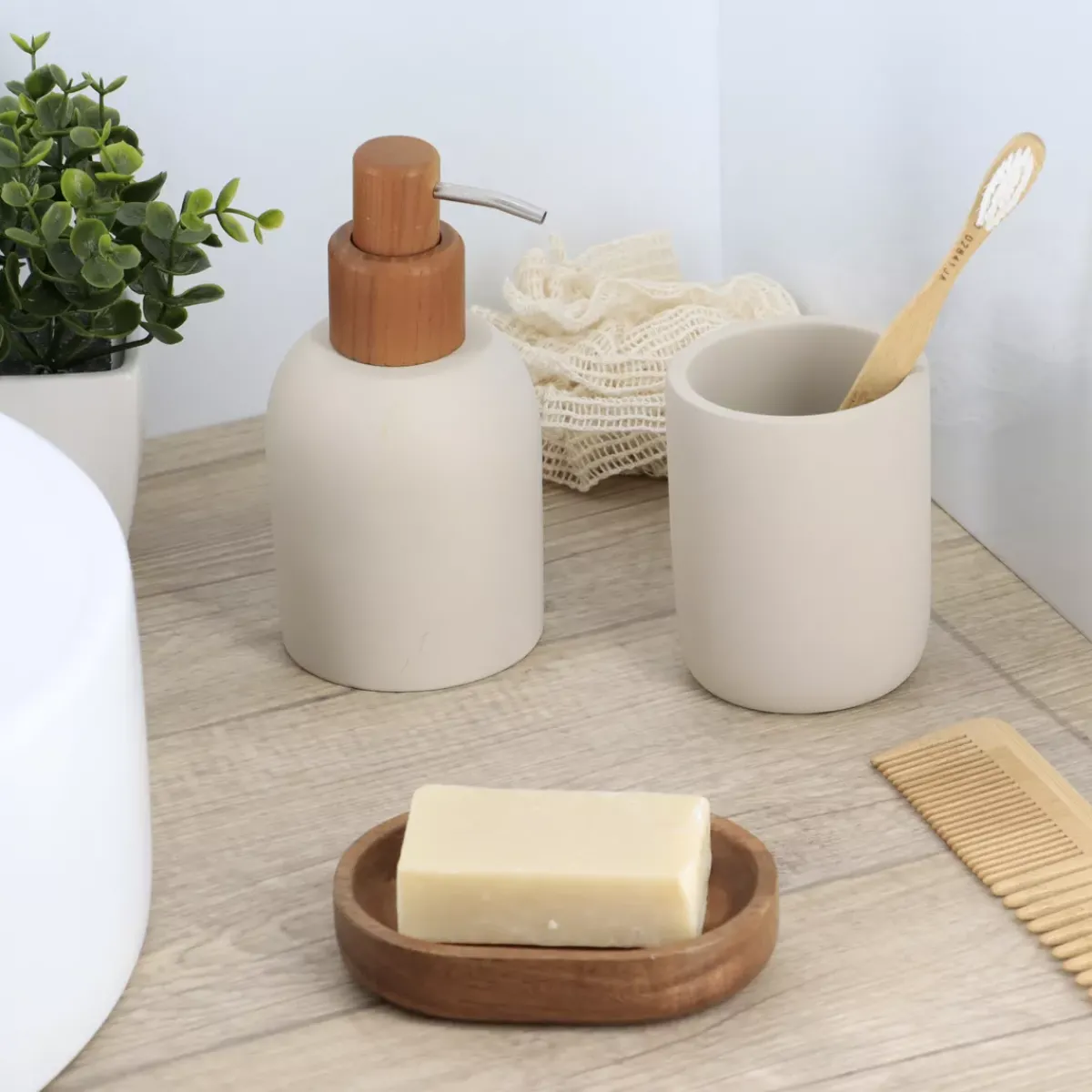 TENDANCE Accessori Bagno-Set accessori da bagno cemento Ibiza