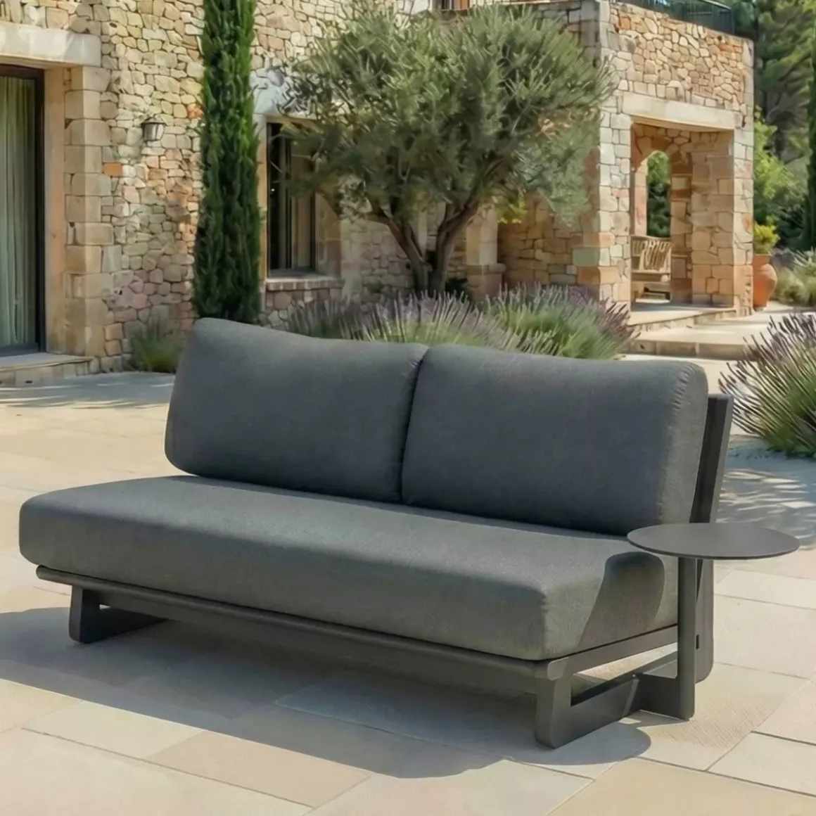 Set angolare da giardino in alluminio 6 posti Long Beach Grigio antracite