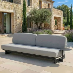 Set angolare da giardino in alluminio 7 posti 7 pezzi Long Beach Antracite e grigio chiaro