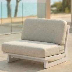 Set angolare da giardino in alluminio 5 posti 5 pezzi Long Beach Bianco cenere e beige