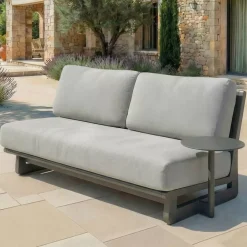 Set angolare da giardino in alluminio 5 posti 5 pezzi Long Beach Antracite e Grigio Chiaro