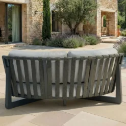 Set angolare da giardino in alluminio 5 posti 5 pezzi Long Beach Antracite e Grigio Chiaro