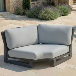 Set angolare da giardino in alluminio 5 posti 5 pezzi Long Beach Antracite e Grigio Chiaro