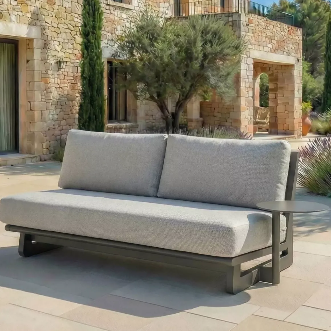Set angolare da giardino in alluminio 5 posti 5 pezzi Long Beach Grigio antracite e tortora