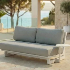Set angolare da giardino in alluminio 5 posti Long Beach Bianco cenere e tortora