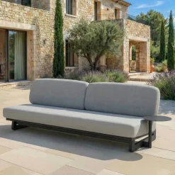 Set angolare da giardino in alluminio 5 posti Long Beach Grigio antracite e grigio chiaro