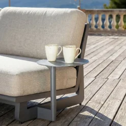 Set angolare da giardino in alluminio 5 posti Long Beach Grigio antracite e tortora