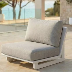 Set angolare da giardino in alluminio 6 posti 6 pezzi Long Beach Bianco cenere e tortora